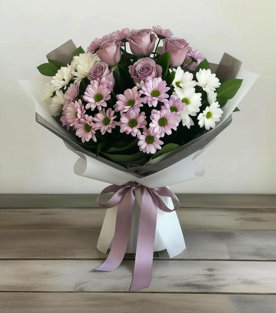 Букет цветов из: Хризантемы и Розы в Городищи