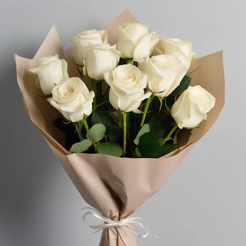 Букет 9 Белых роз Эдлесс Лав в Городищи