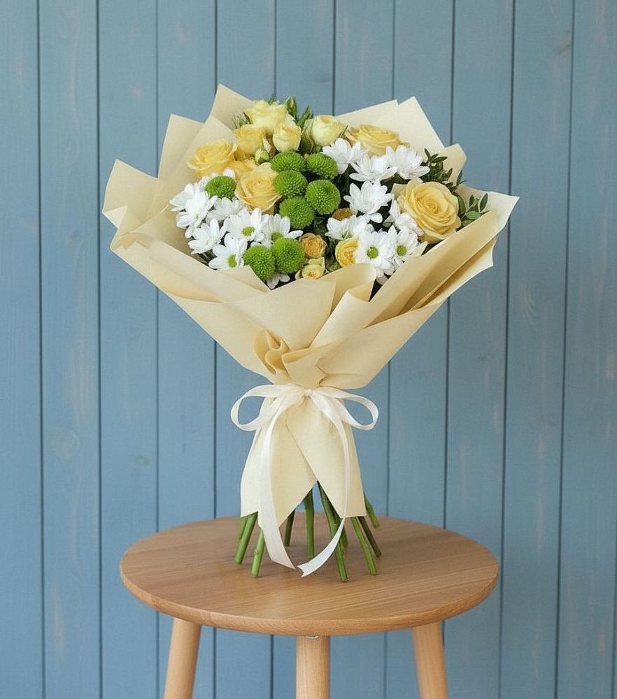 Букет цветов из: Хризантемы и Розы в Городищи