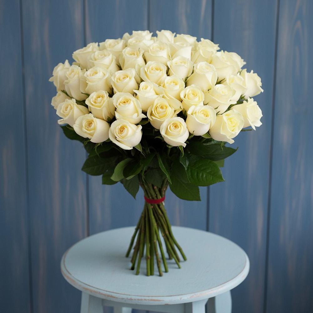 Букет 51 Белая роза Эдлесс Лав в Городищи