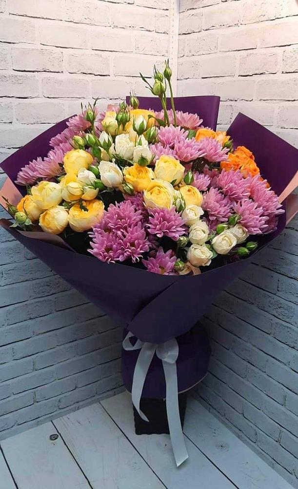 Букет цветов из: Хризантемы и Розы в Городищи