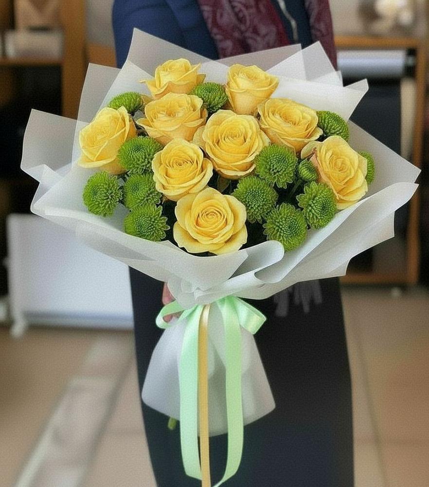 Букет цветов из: Хризантемы и Розы в Городищи