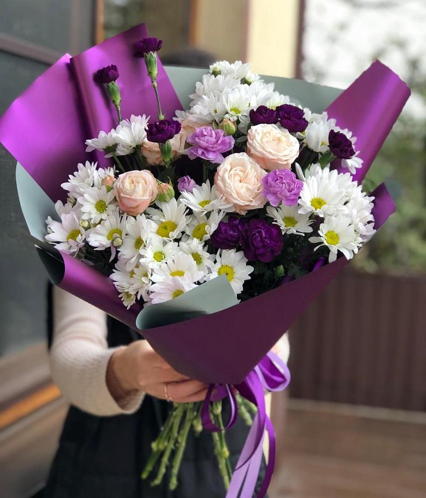 Букет цветов из: Хризантемы, Гвоздики и Розы в Городищи