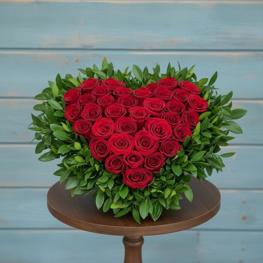 Цветочная композиция из Розы в виде сердца в Городищи