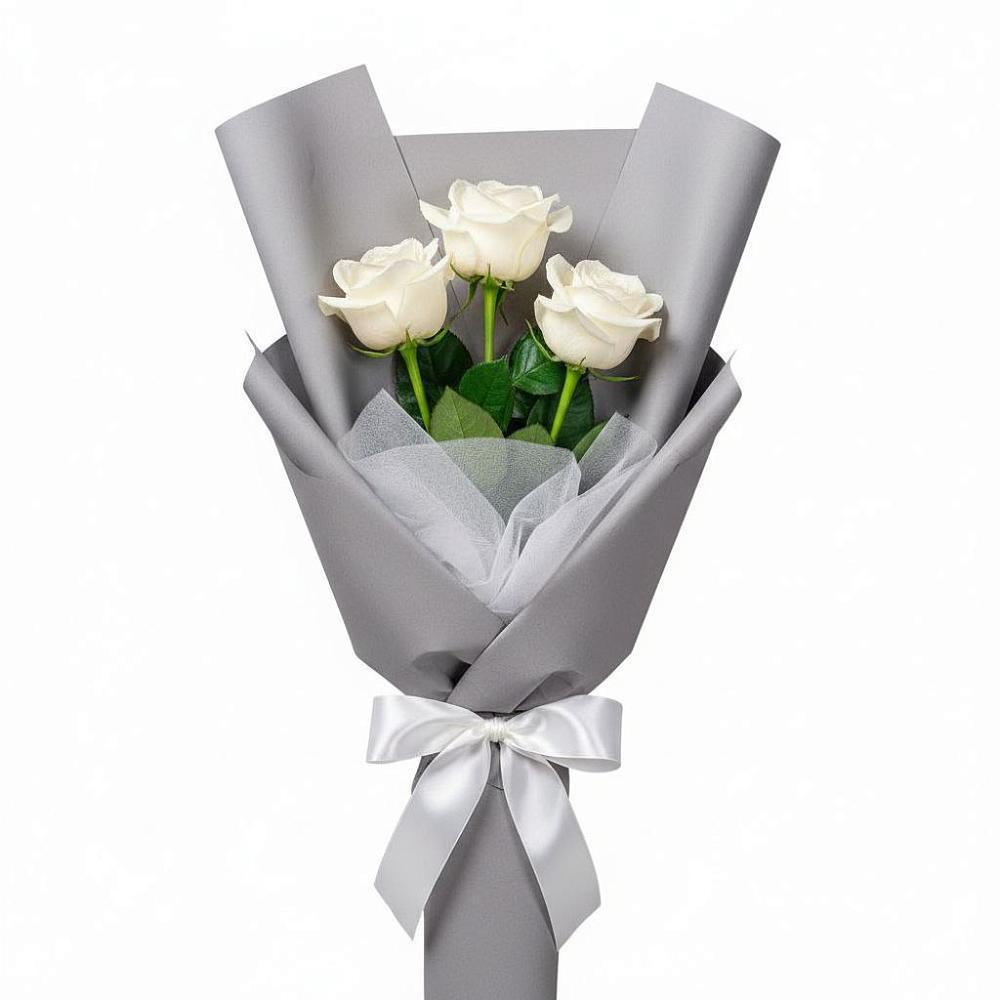 Букет 3 белые розы в Городищи