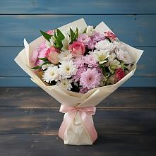 Букет цветов из:  Хризантемы, Альстромерии и Розы в Городищи