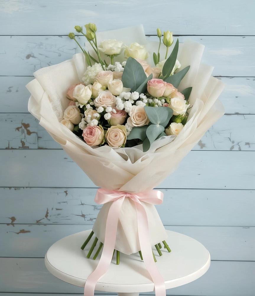 Букет цветов из: Розы и Лизиантусы в Городищи