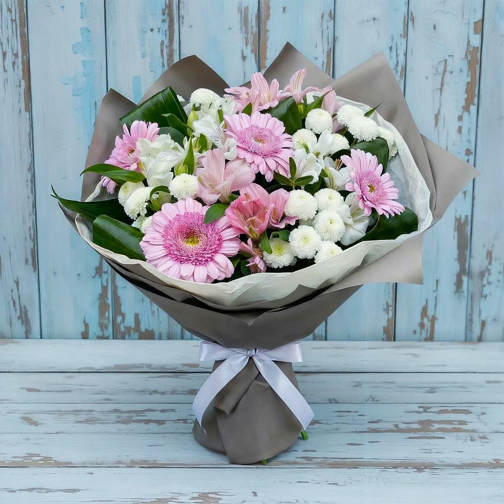 Букет цветов из: Герберы, Альстромерии и Хризантемы в Городищи