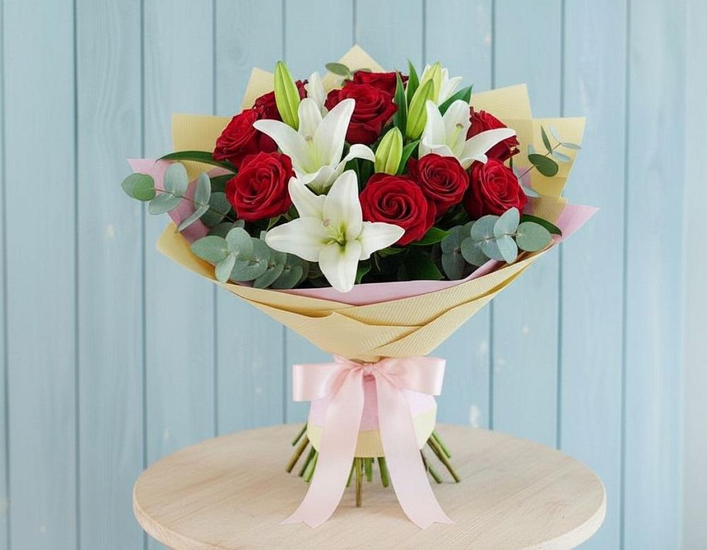 Букет цветов из: Лилии и Розы в Городищи